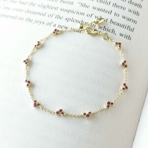 NEW Kendra Scott Haven Heart Gold Pink Crystal Chain Bracelet